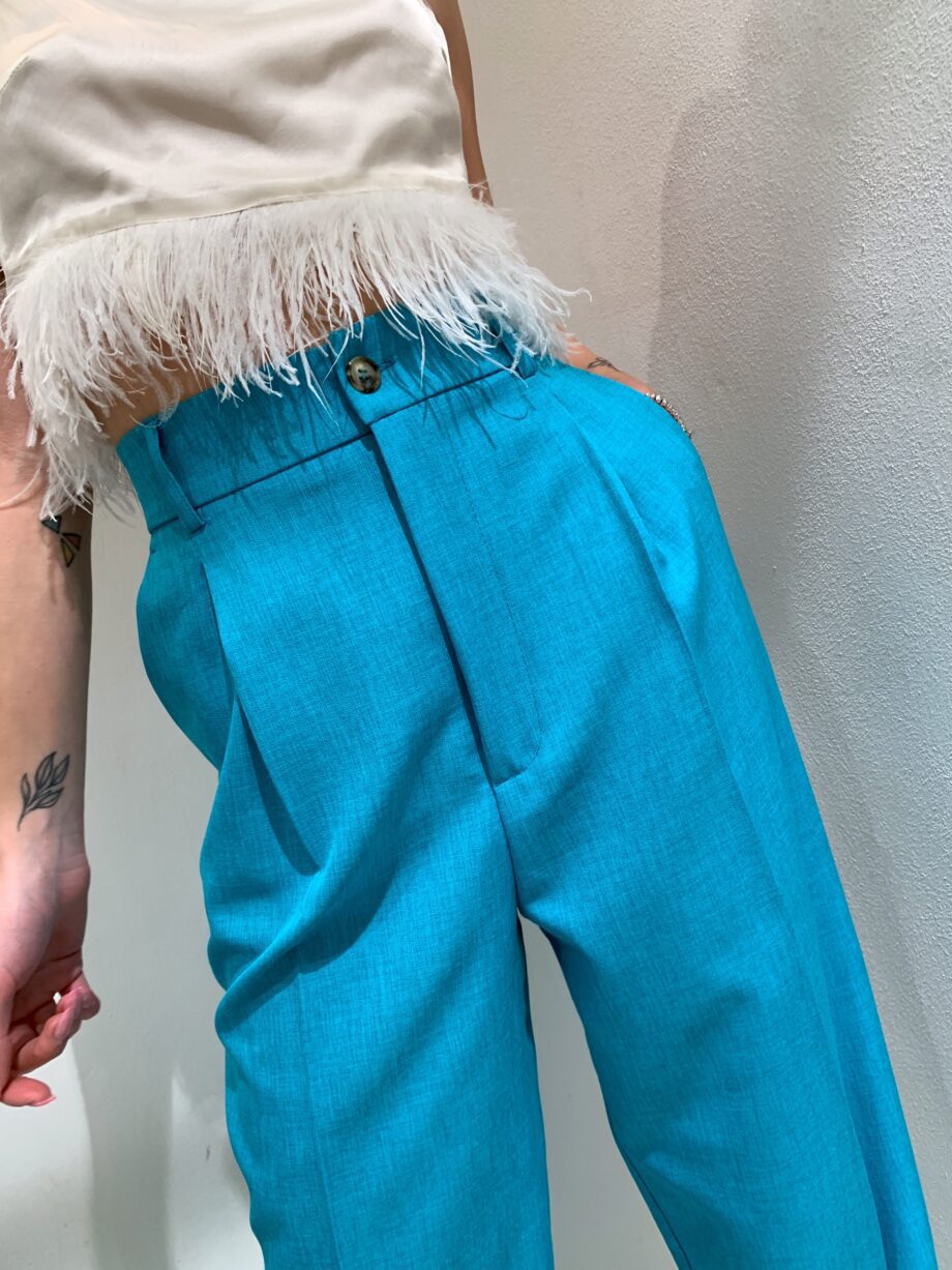 Shop Online Pantalone palazzo turchese fiammato Vicolo