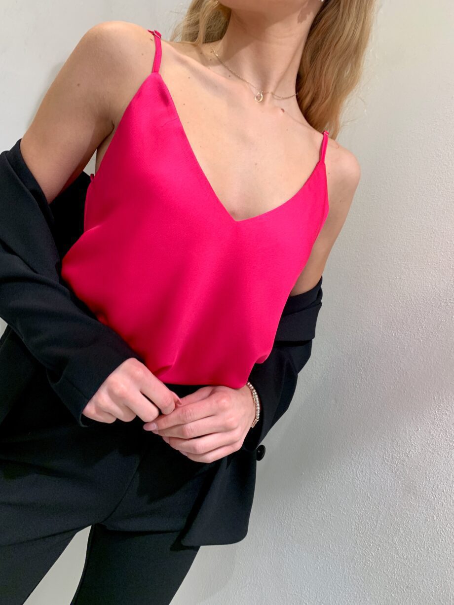 Shop Online Top in raso basic fucsia spalline sottili Vicolo