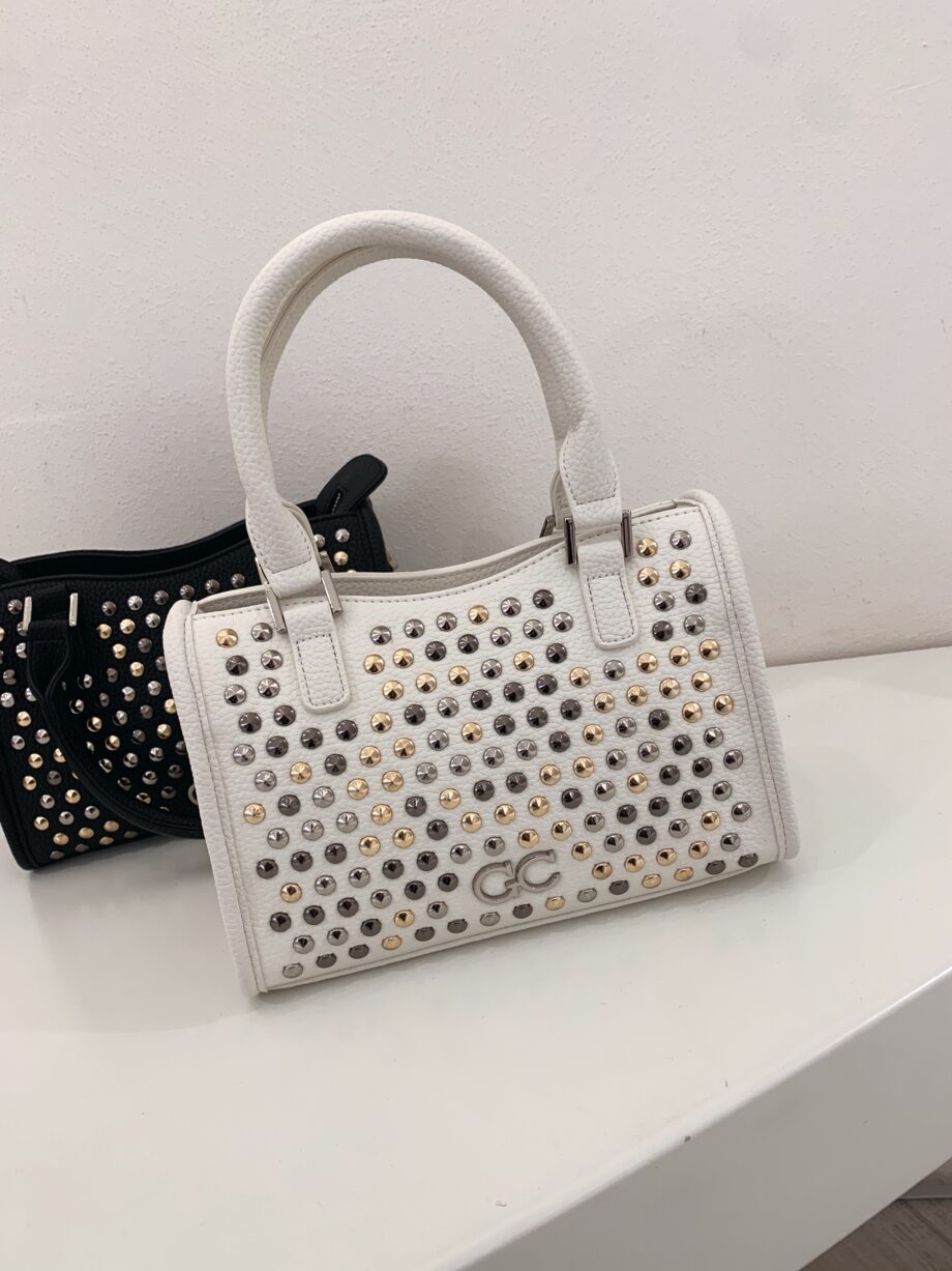 Shop Online Bauletto mini Maya all studs bianco Gio Cellini