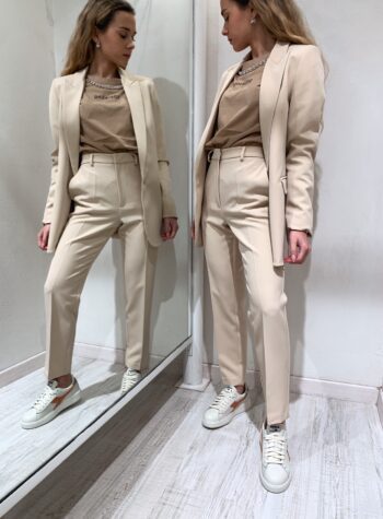 Shop Online Pantalone a sigaretta piega beige Vicolo