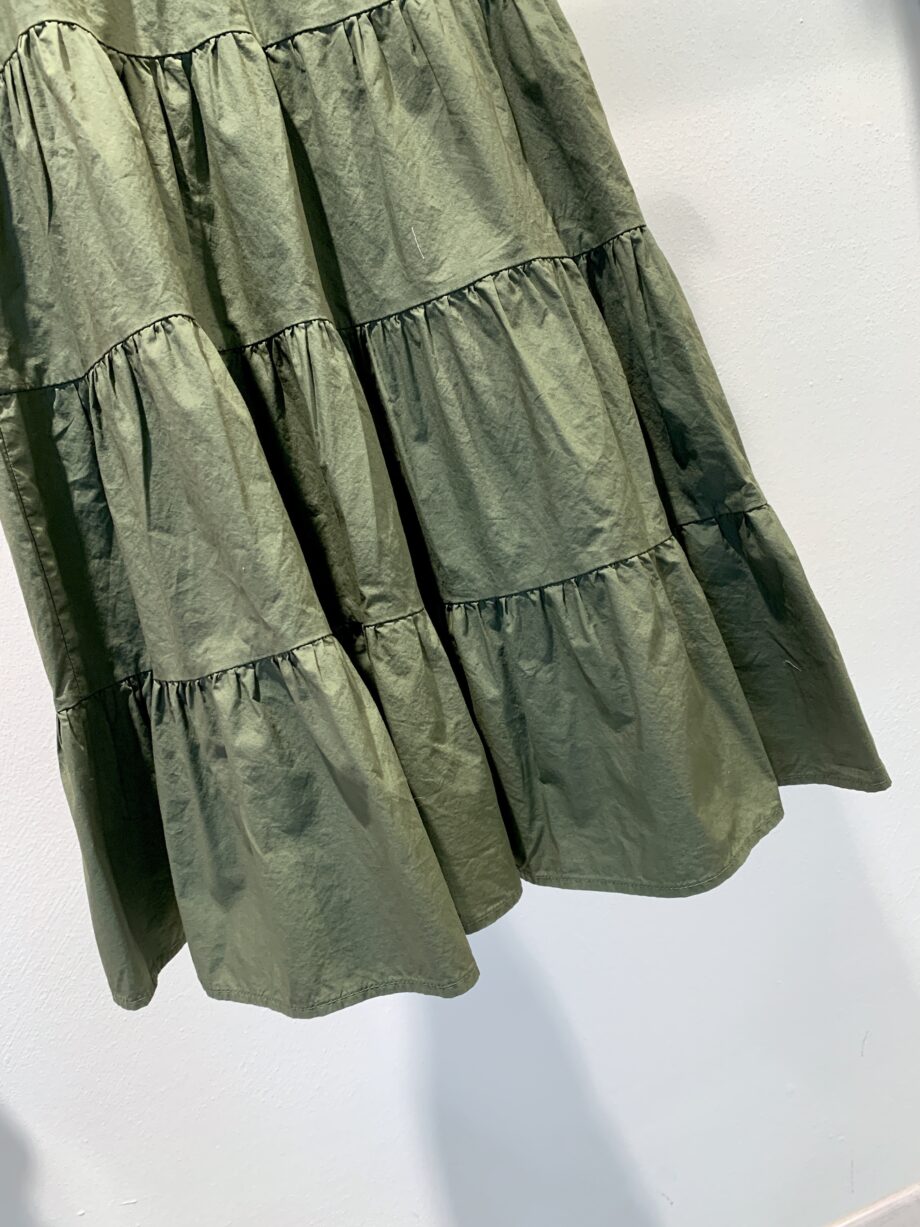Shop Online Vestito in cotone con balze verde militare Souvenir Kids