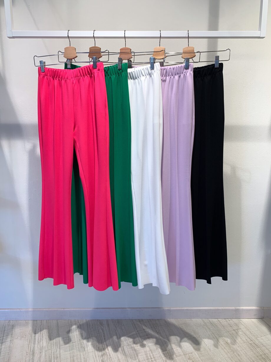 Shop Online Pantalone a zampa elasticizzato verde Vicolo