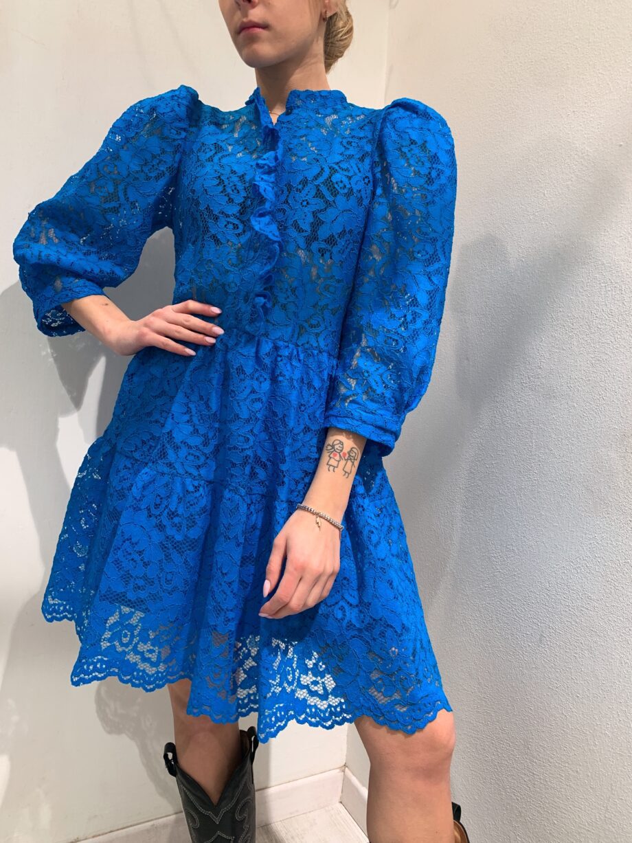 Shop Online Vestito corto in pizzo bluette So Allure