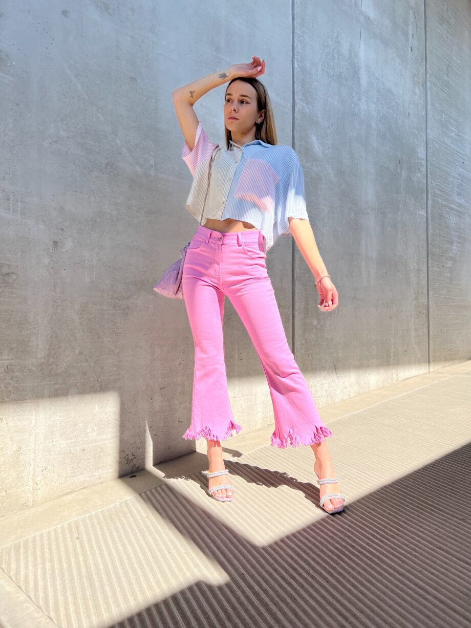 Shop Online Jeans MONNA a zampetta rosa Odì Odì