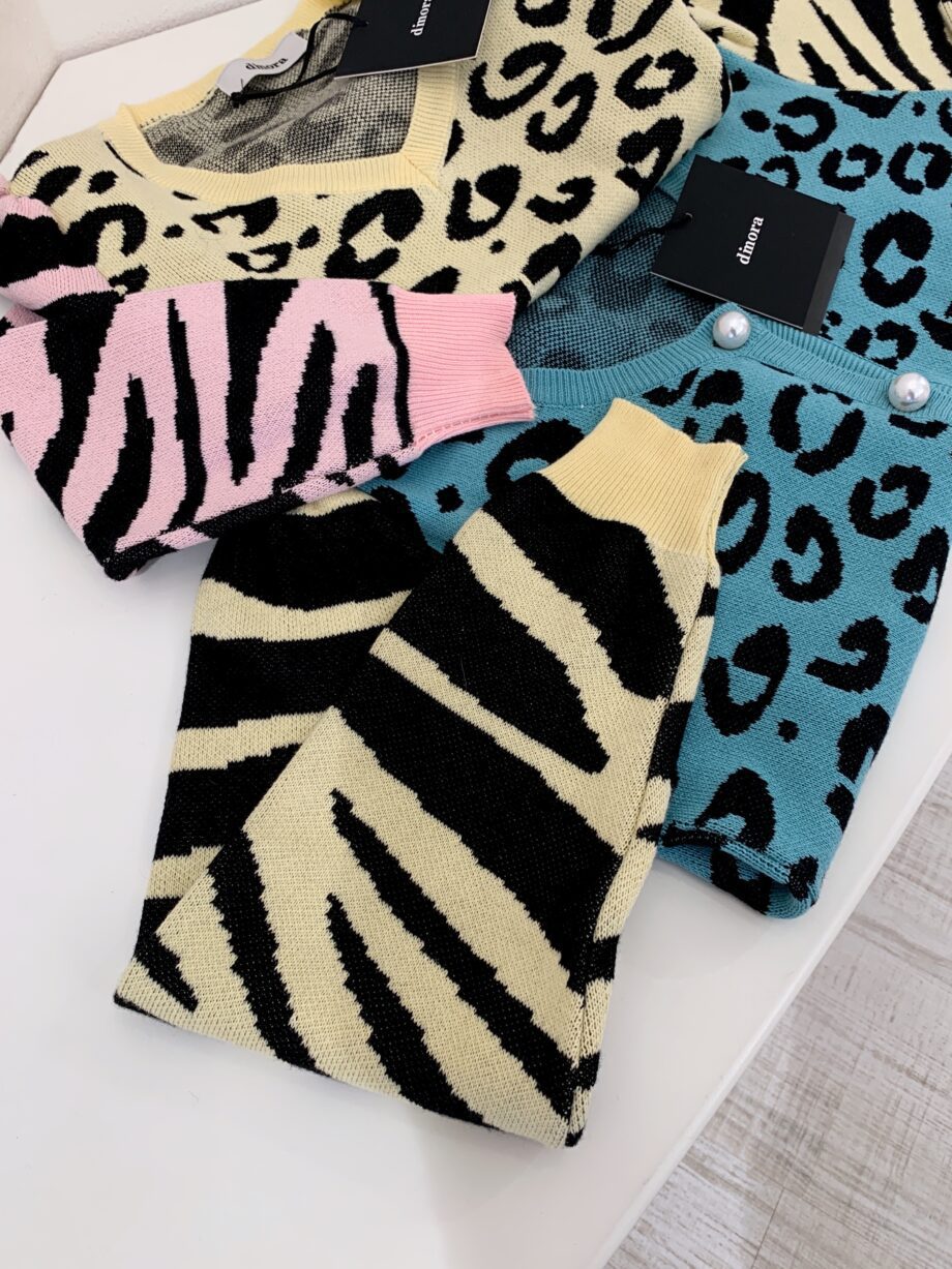 Shop Online Cardigan maculato e zebrato acquamarina Dimora