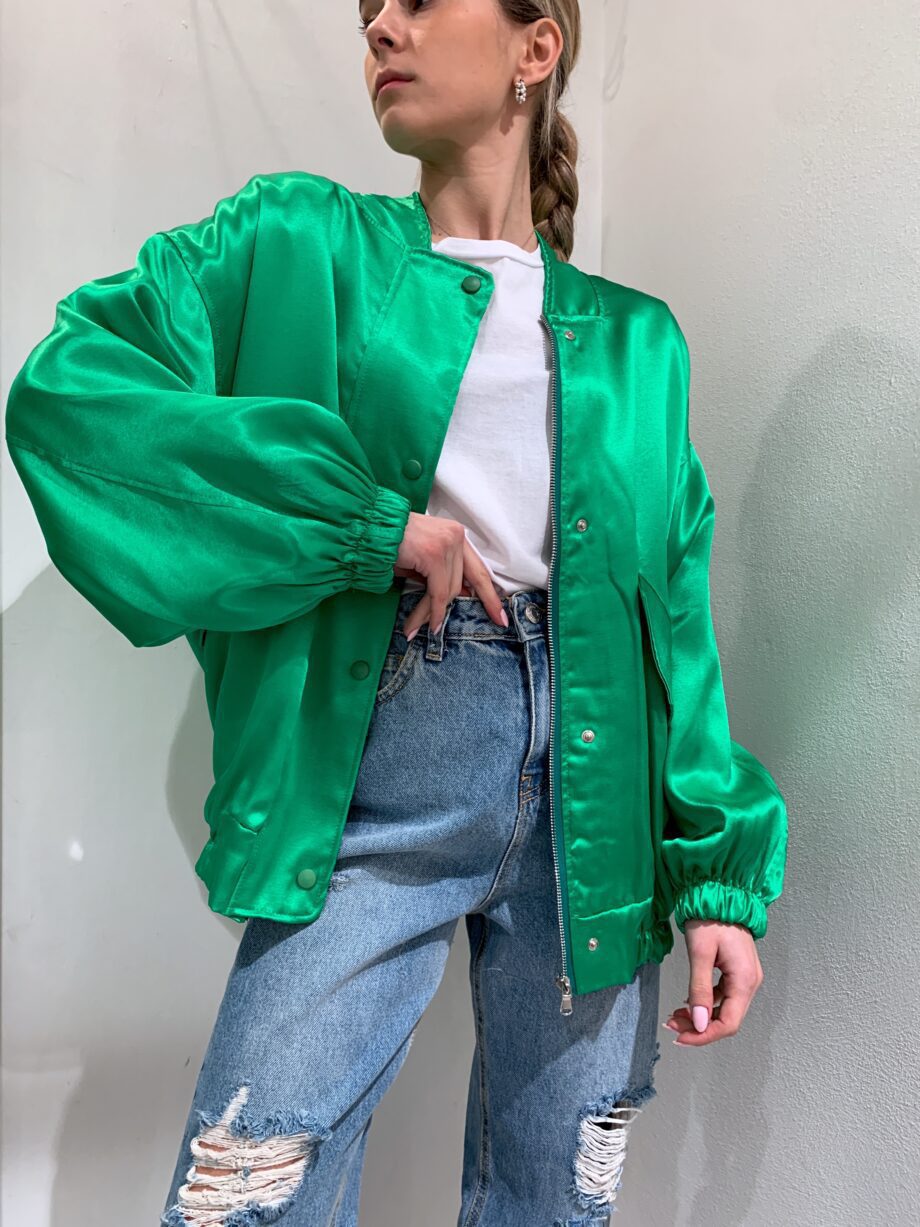 Shop Online Bomber leggero in raso verde Have One