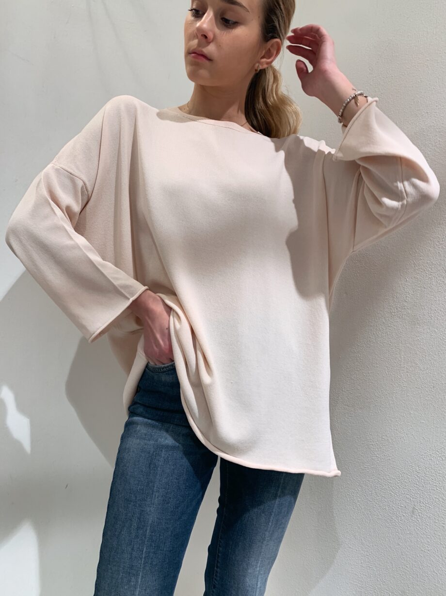 Shop Online Maglia over in viscosa rosa cipria So Allure