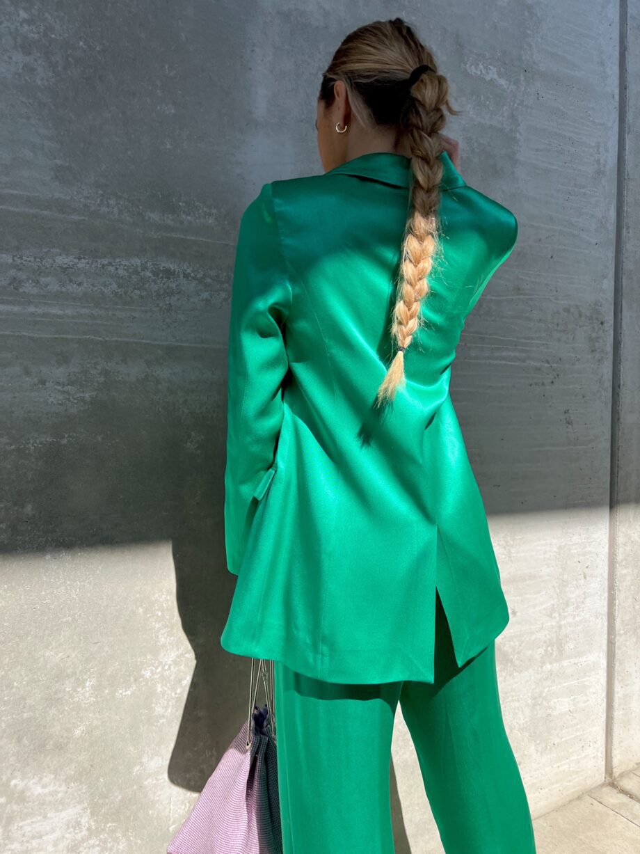 Shop Online Blazer aperto in raso verde smeraldo So Allure