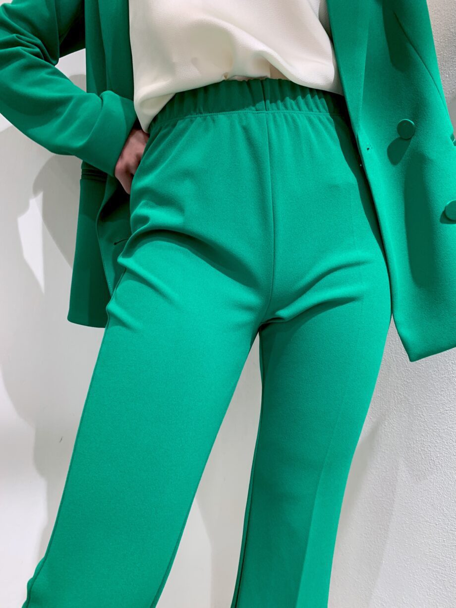 Shop Online Pantalone a zampa elasticizzato verde Vicolo