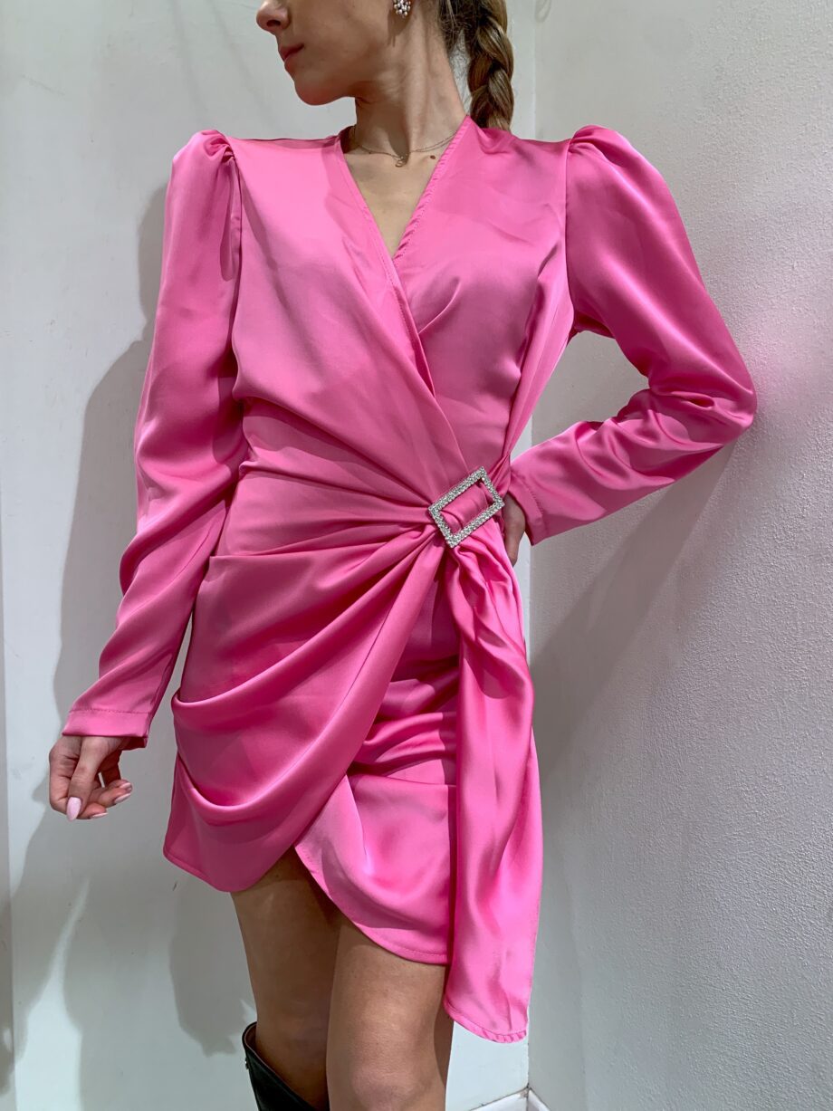 Shop Online Vestito satin rosa con cintura strass Have One