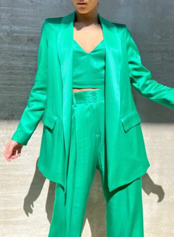 Shop Online Blazer aperto in raso verde smeraldo So Allure