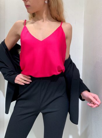 Shop Online Top in raso basic fucsia spalline sottili Vicolo