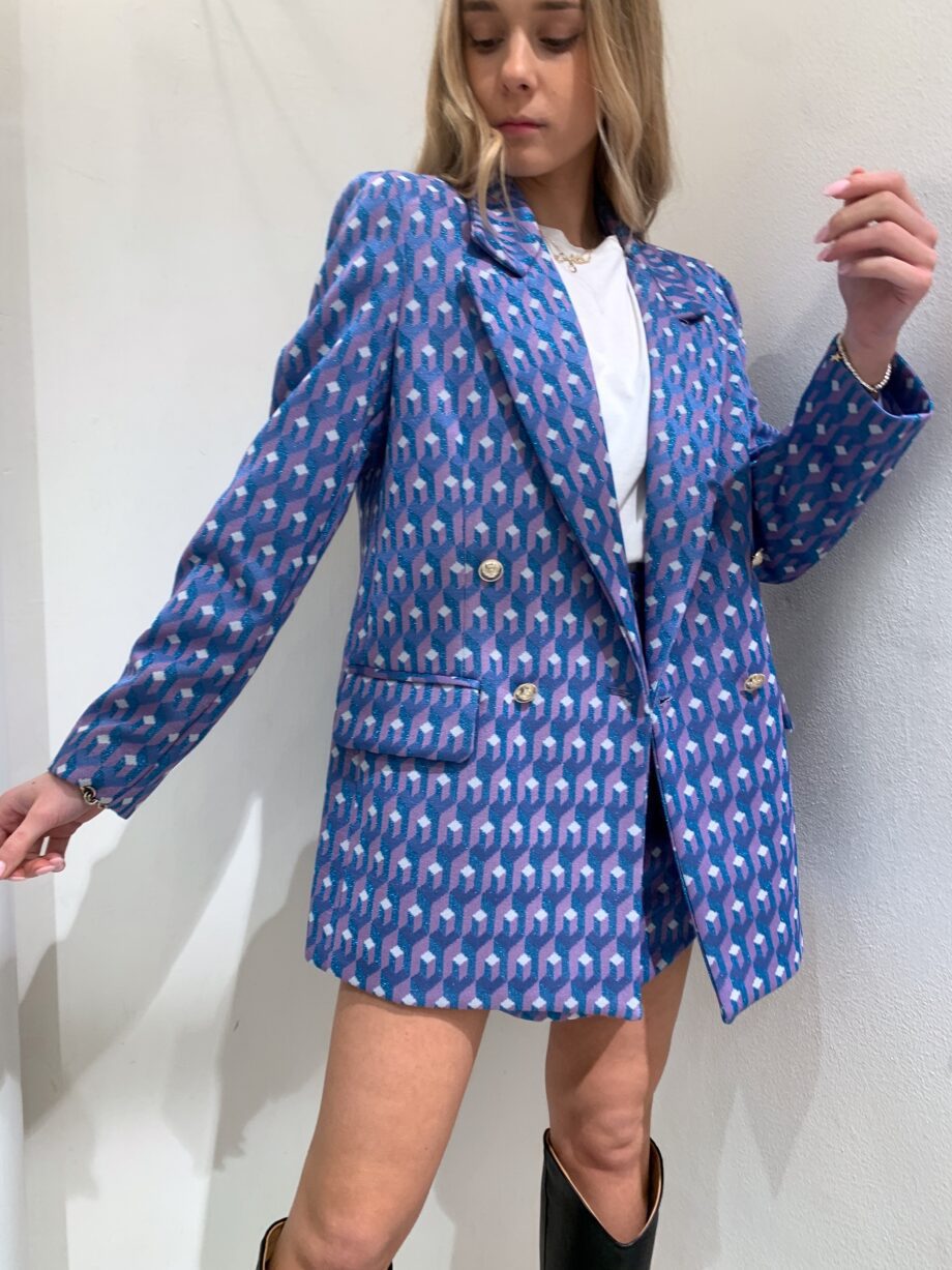 Shop Online Blazer doppiopetto fantasia lilla e turchese Have One