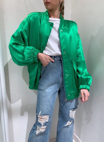 Shop Online Bomber leggero in raso verde Have One