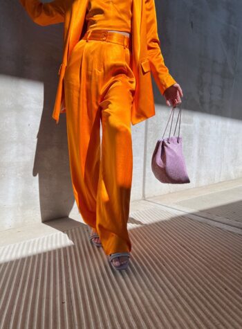 Pantalone palazzo in raso arancione So Allure