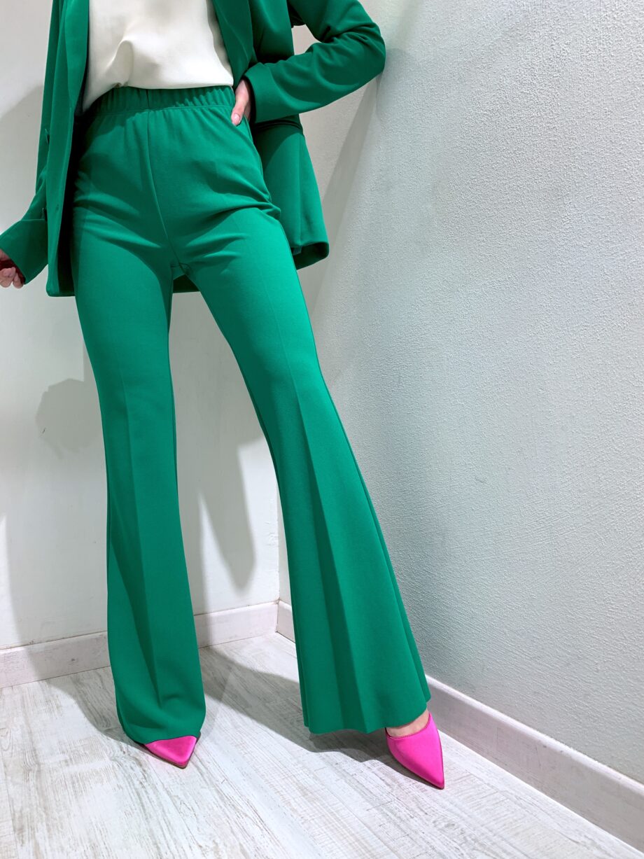 Shop Online Pantalone a zampa elasticizzato verde Vicolo