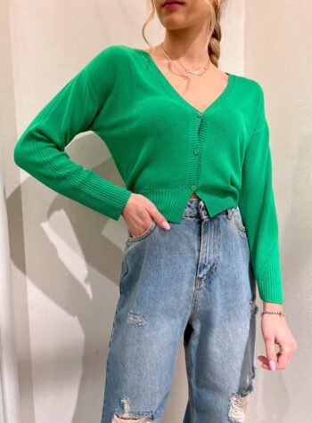 Shop Online Cardigan corto in viscosa verde Kontatto