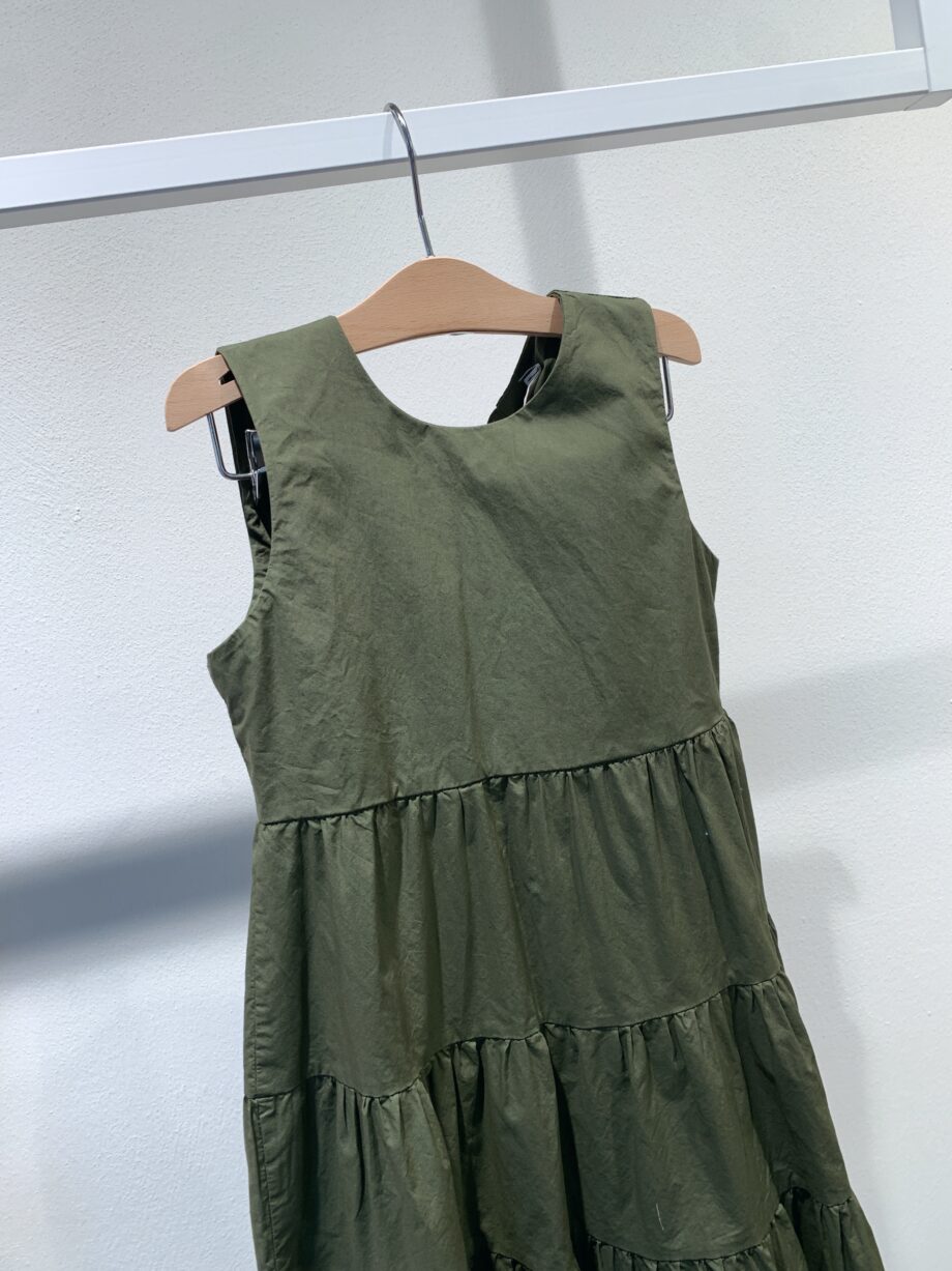 Shop Online Vestito in cotone con balze verde militare Souvenir Kids