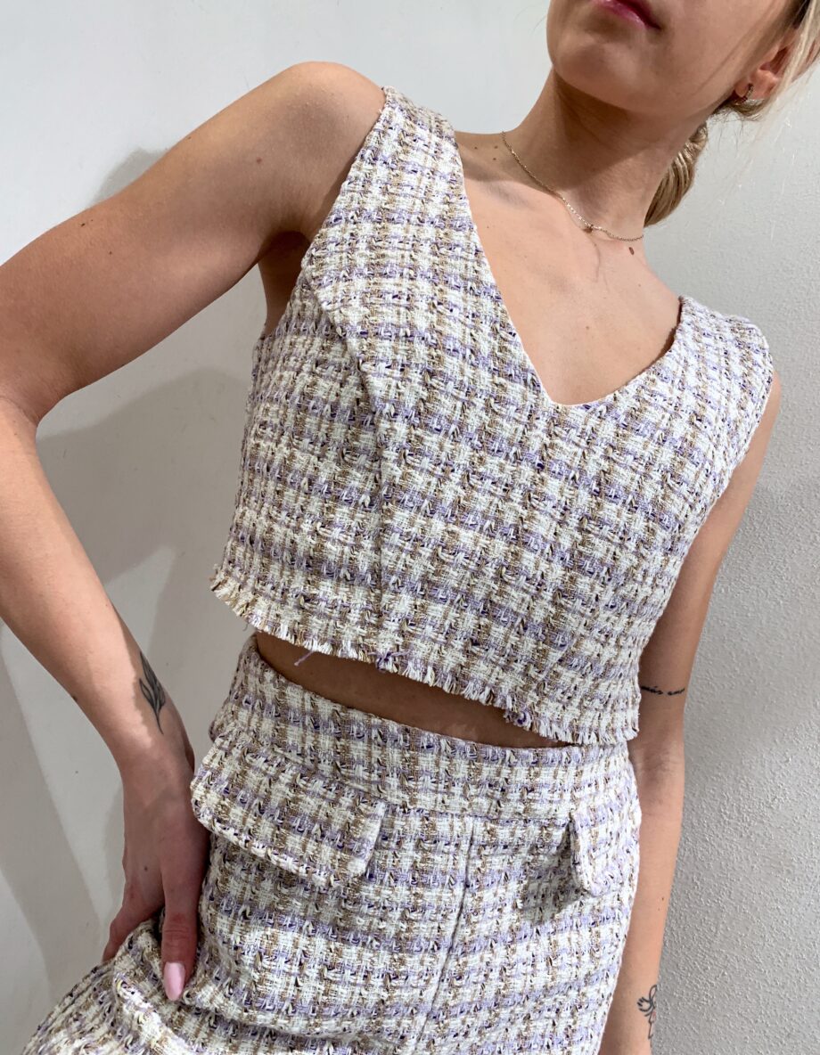 Shop Online Top crop in tweed panna e lilla So Allure