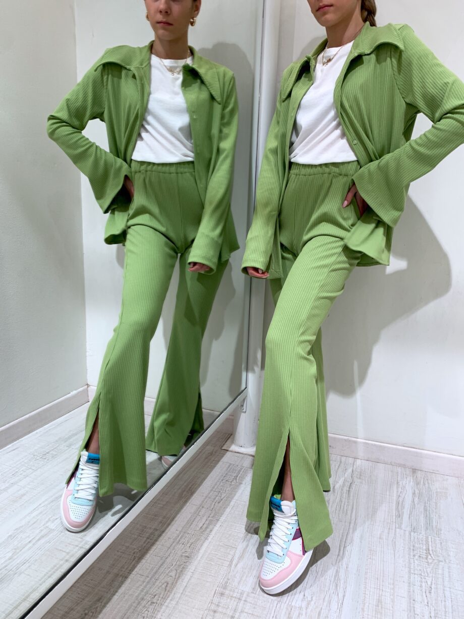 Shop Online Pantalone in maglia verde lime a coste Have One