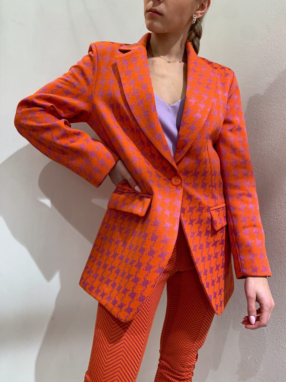 Shop Online Blazer un bottone arancio pied de poule Have One