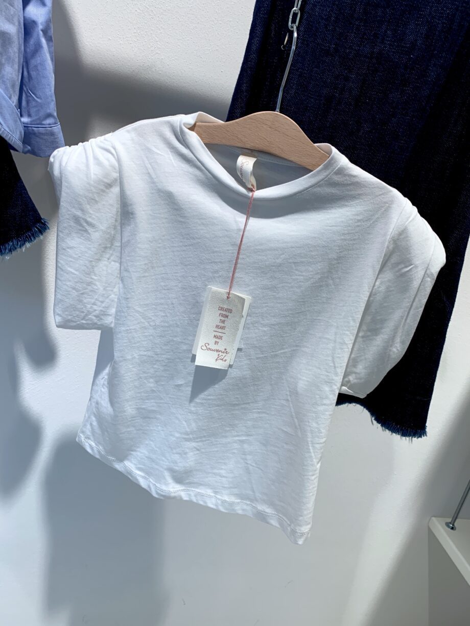 Shop Online T-shirt bianca drappeggiata con spalline Souvenir Kids