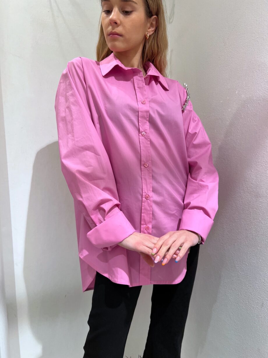 Shop Online Camicia over rosa bubble con spilla diamanti HaveOne
