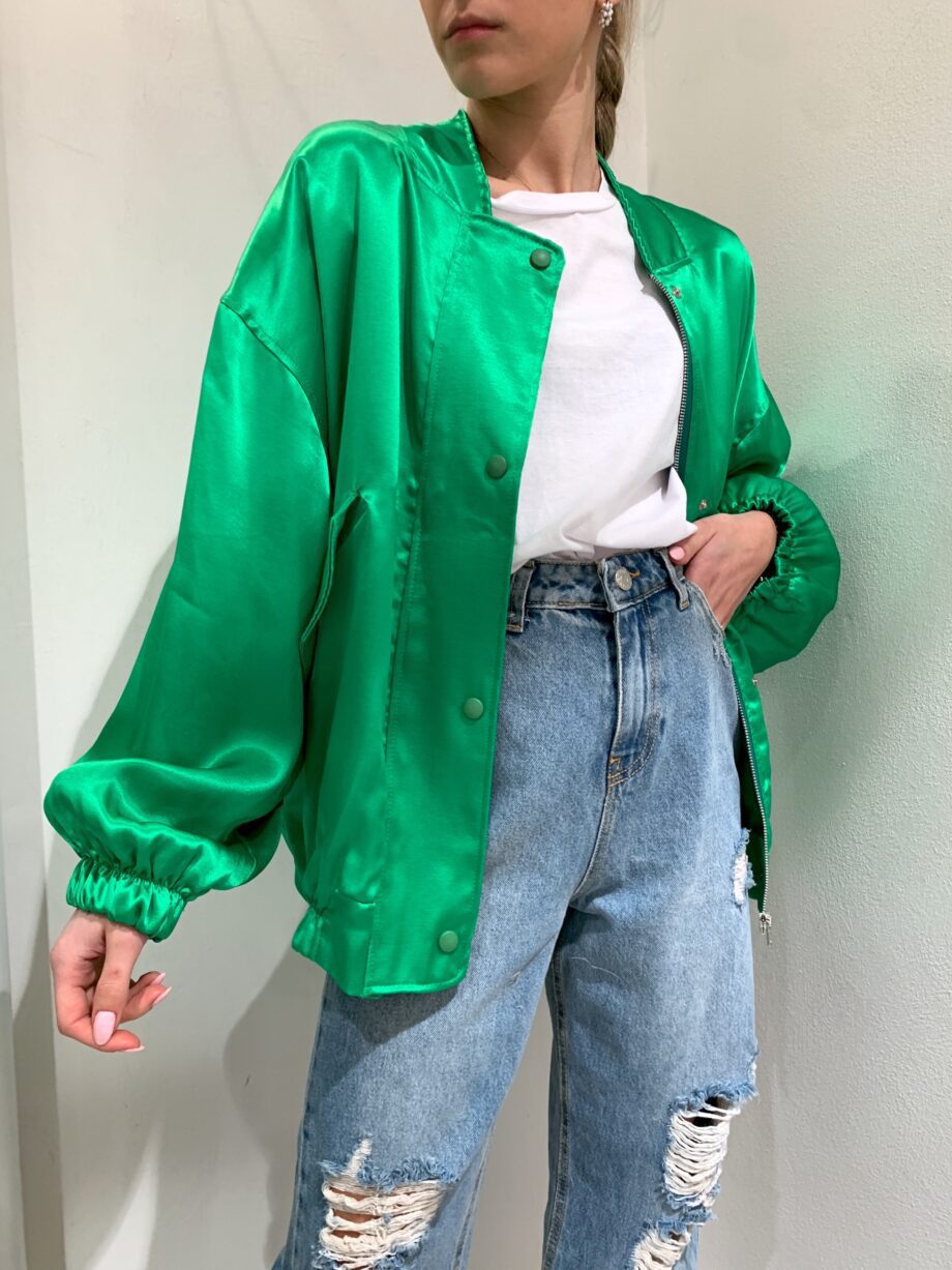 Shop Online Bomber leggero in raso verde Have One