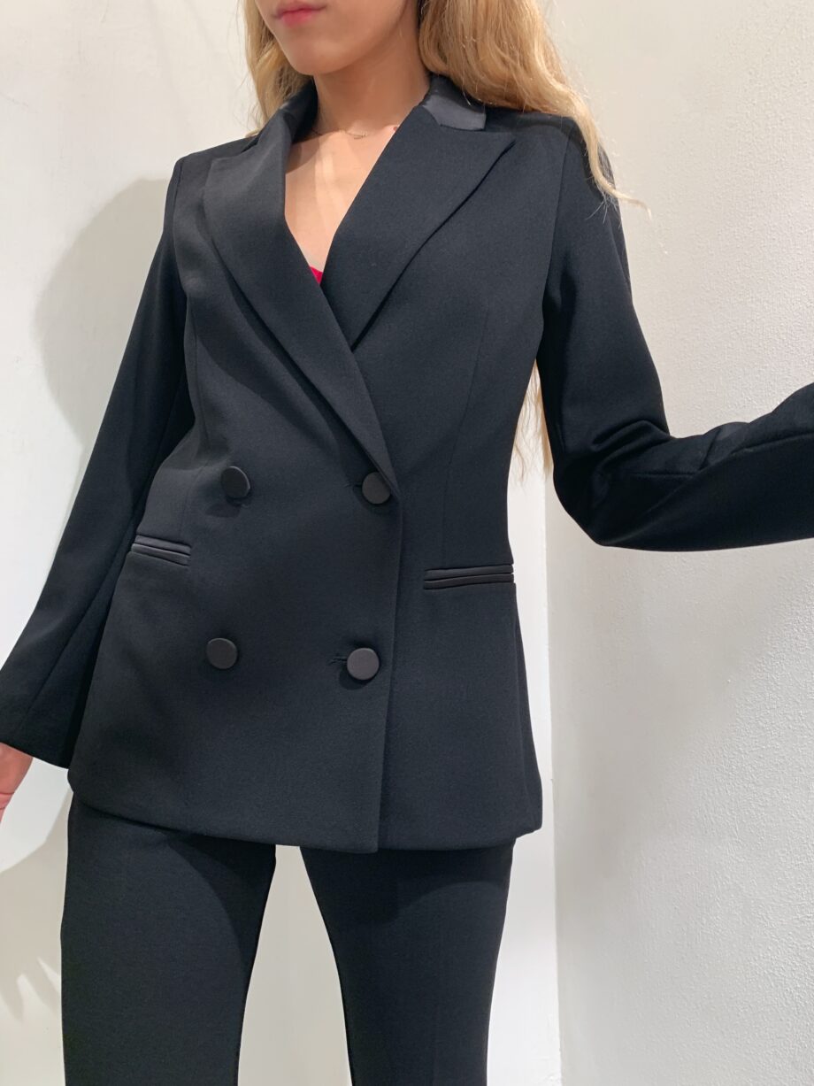 Shop Online Blazer doppiopetto nero revers raso Vicolo