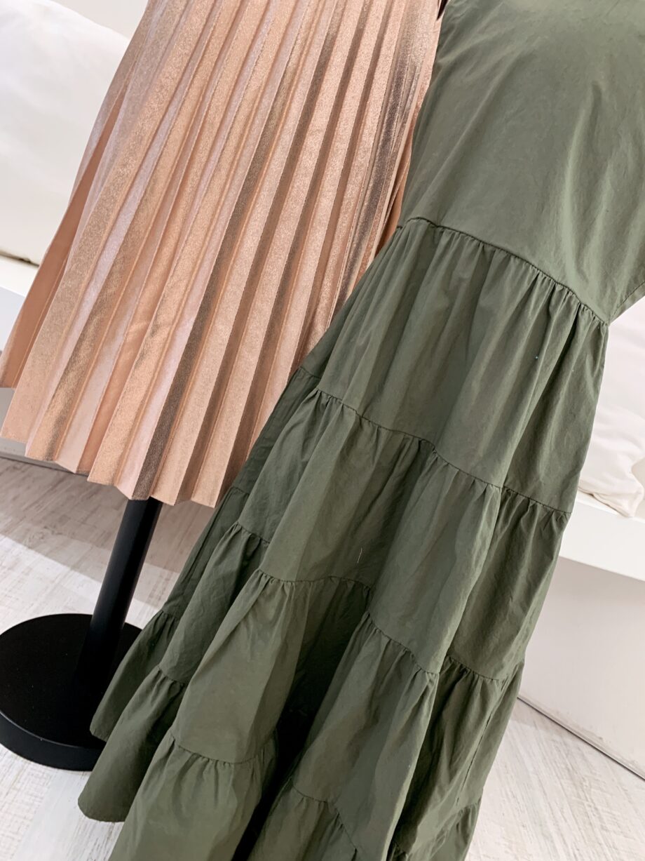 Shop Online Vestito in cotone con balze verde militare Souvenir Kids