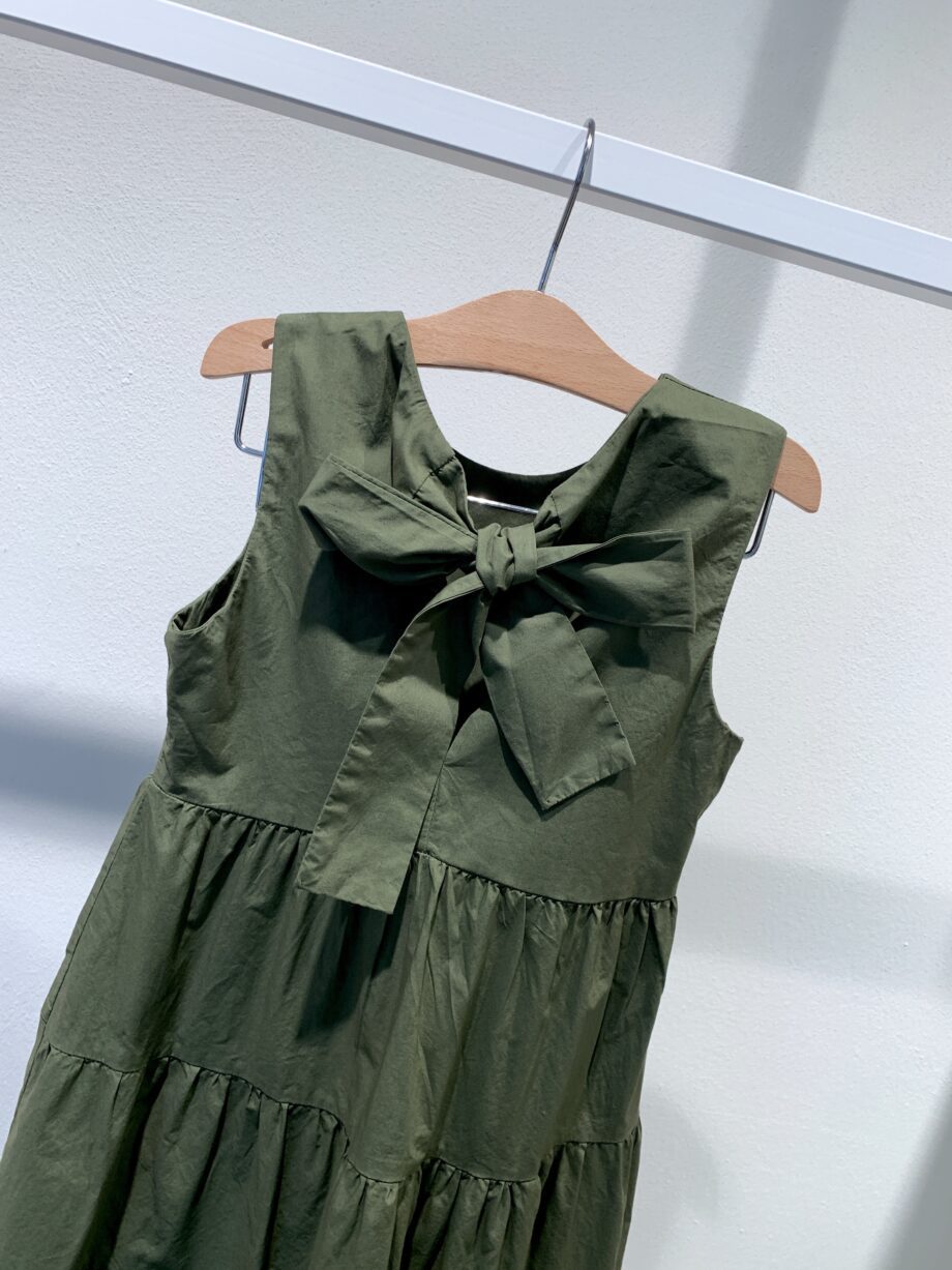 Shop Online Vestito in cotone con balze verde militare Souvenir Kids