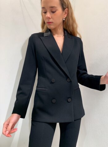 Shop Online Blazer doppiopetto nero revers raso Vicolo