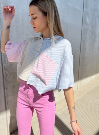 Shop Online Camicia POMONA corta a righe multicolore Odì Odì