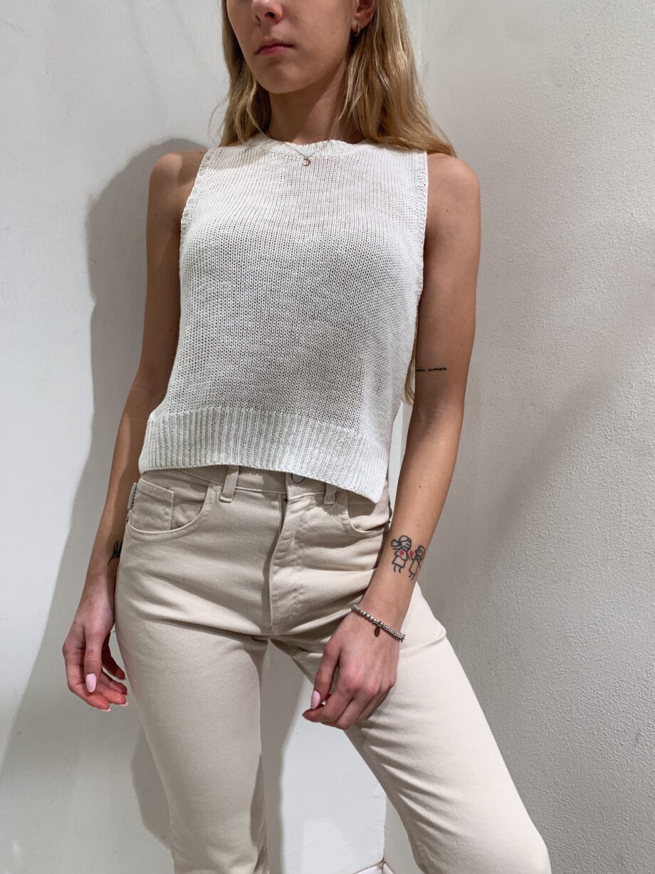 Shop Online Top canotta in maglia bianco Souvenir