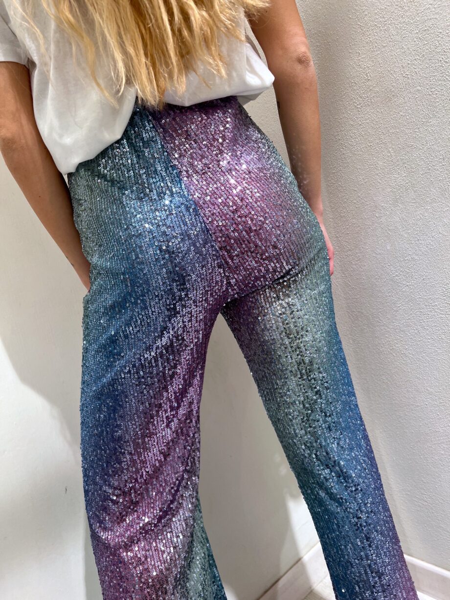 Shop Online Pantalone a zampa paillettes multicolore Bloomday