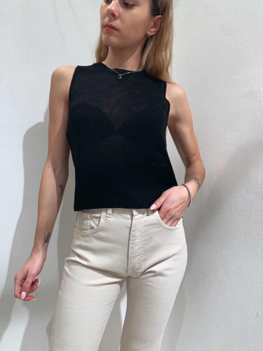 Shop Online Top canotta in maglia nero Souvenir