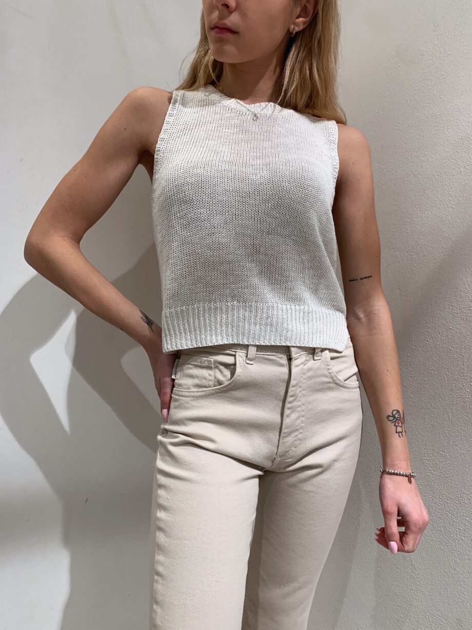 Shop Online Top canotta in maglia bianco Souvenir