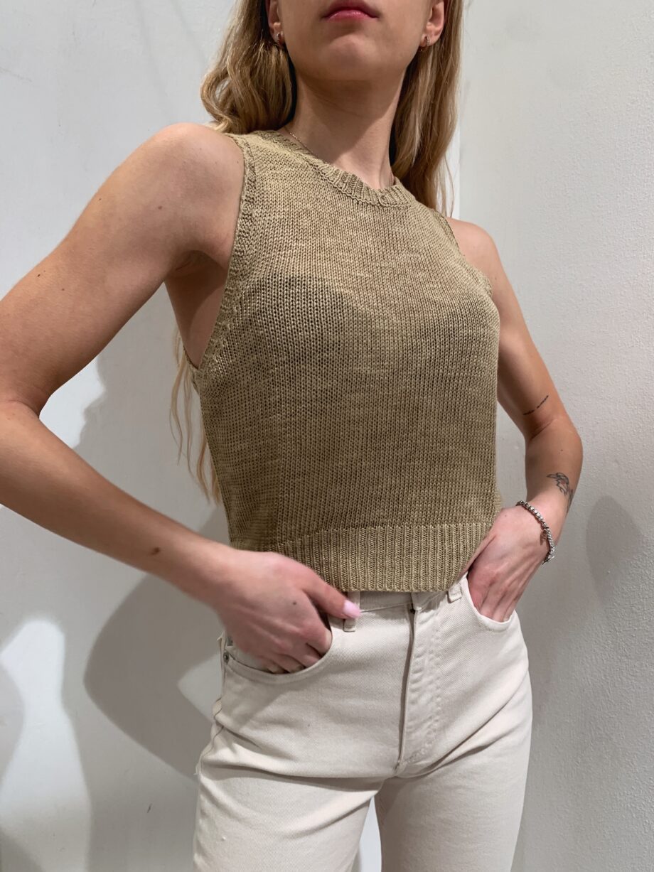 Shop Online Top canotta in maglia beige Souvenir