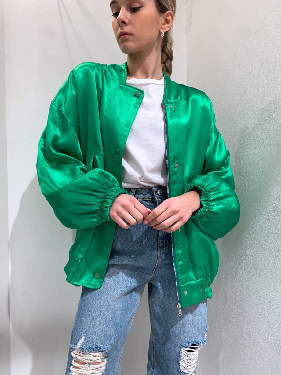 Shop Online Bomber leggero in raso verde Have One