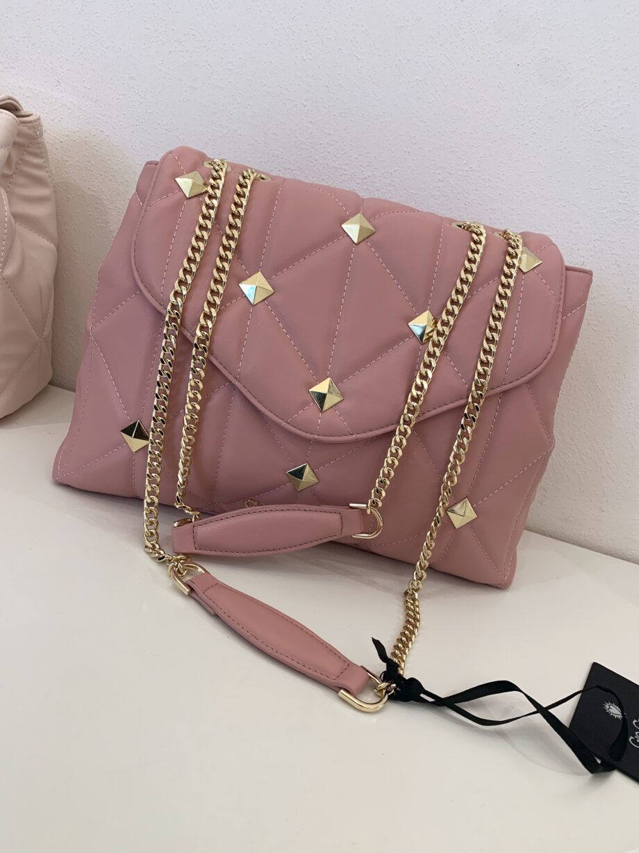 Shop Online Borsa Megan maxi borchie rosa Gio Cellini