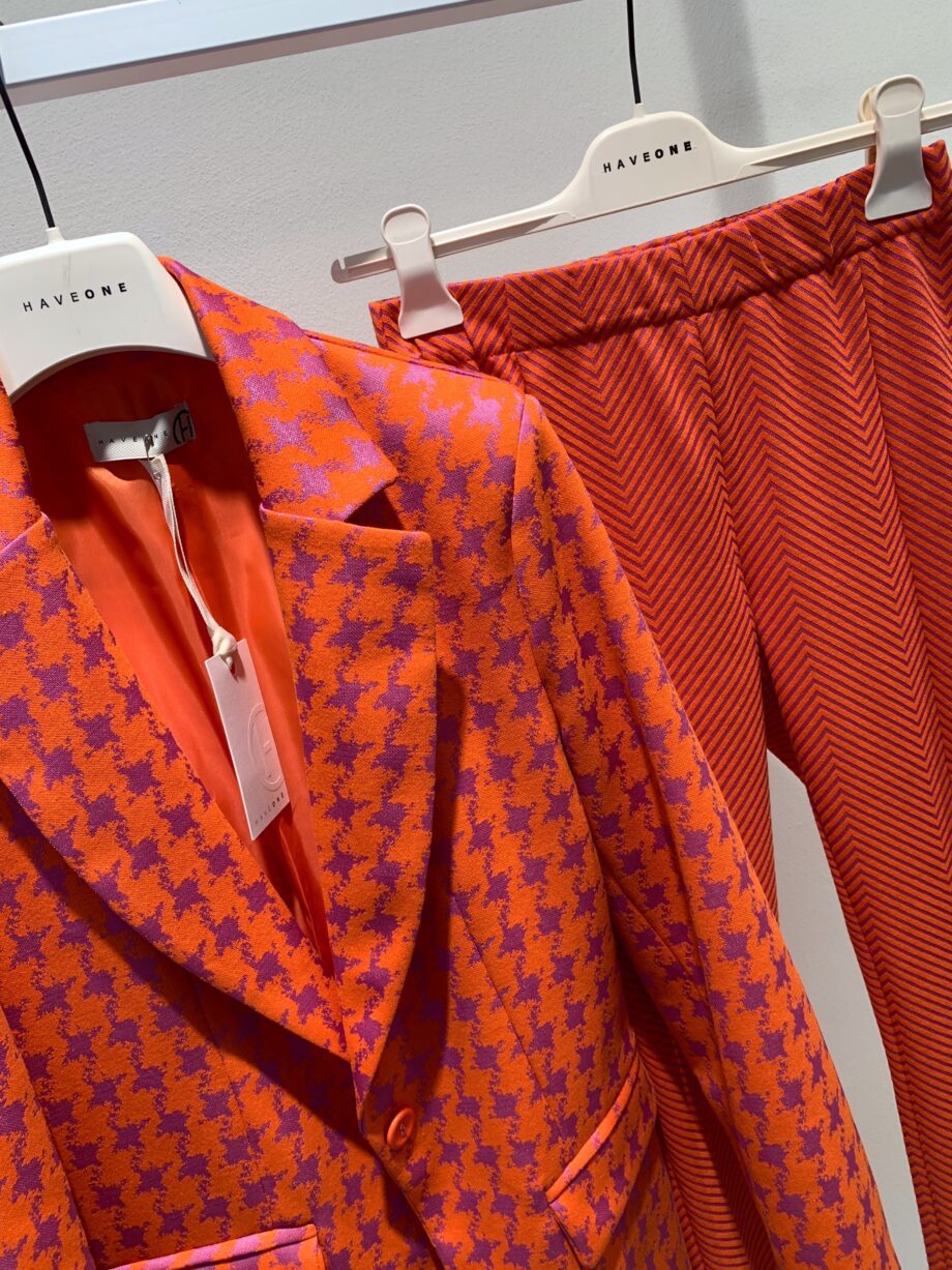 Shop Online Blazer un bottone arancio pied de poule Have One