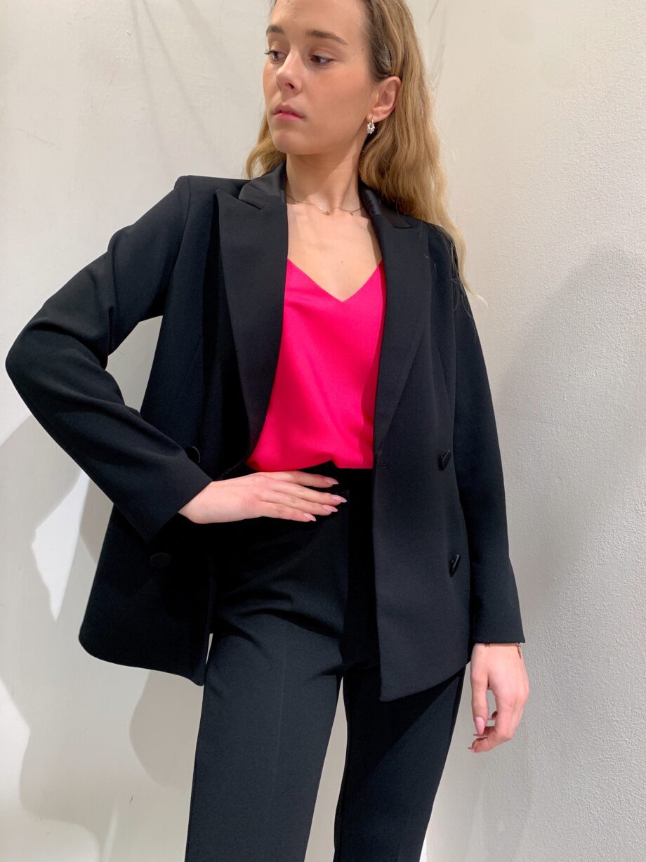 Shop Online Blazer doppiopetto nero revers raso Vicolo