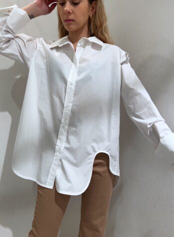 Shop Online Camicia over bianca con spilla diamanti HaveOne