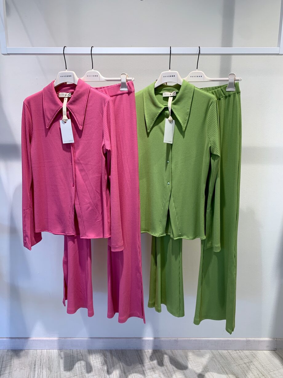 Shop Online Pantalone in maglia fucsia a coste Have One