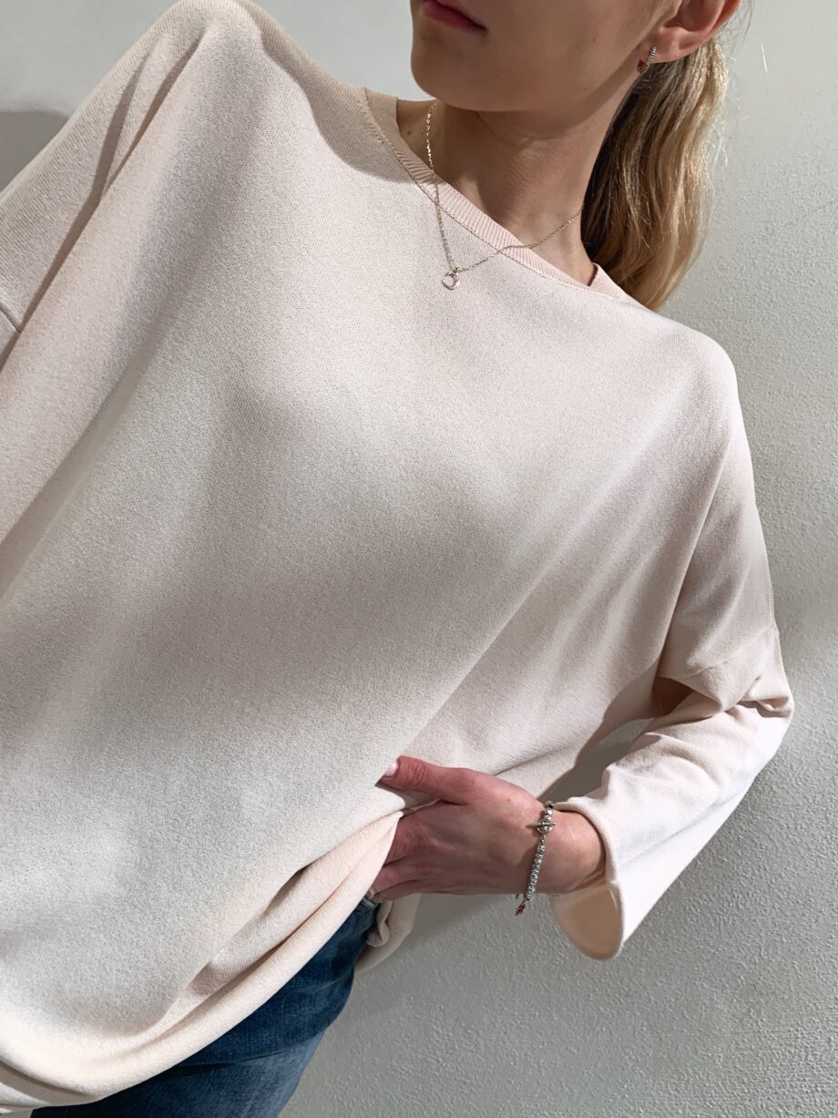 Shop Online Maglia over in viscosa rosa cipria So Allure