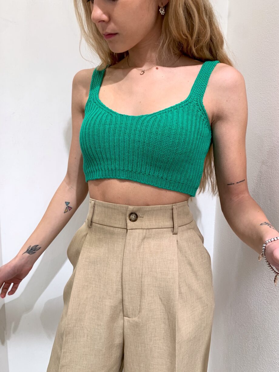 Shop Online Top crop in maglia verde Kontatto