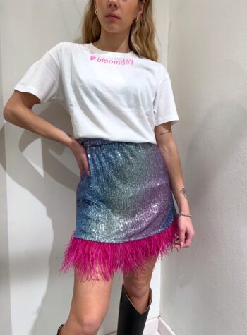 Shop Online Minigonna in paillettes e piume Bloomday
