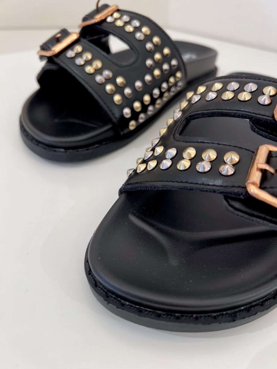 Shop Online Ciabatta nera due fasce all studs Gio Cellini