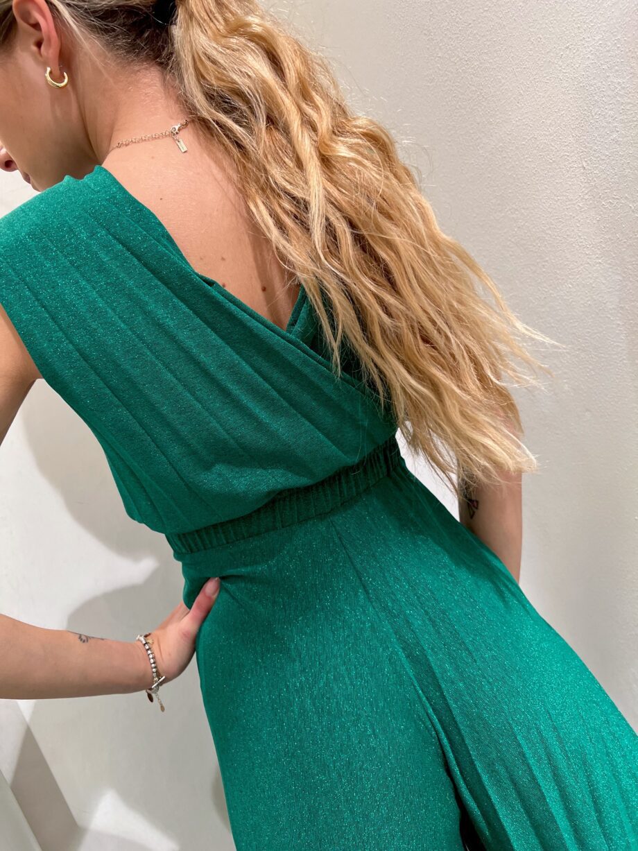 Shop Online Tuta lunga plissé verde con lurex So Allure