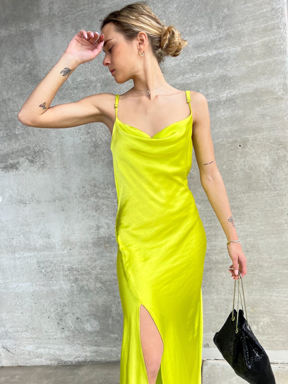 Shop Online Vestito lungo in raso lime Kontatto